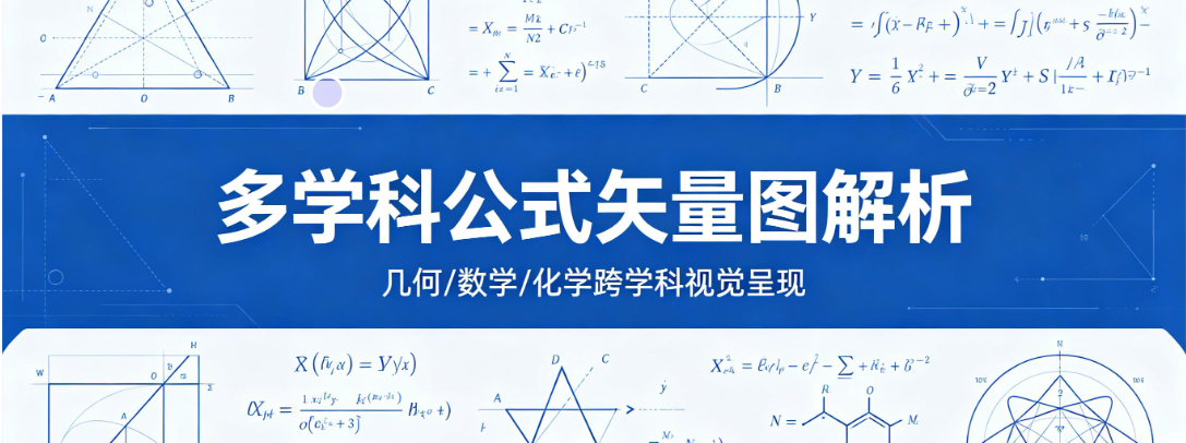 几何数学、化学公式多学科图片转矢量图SVG