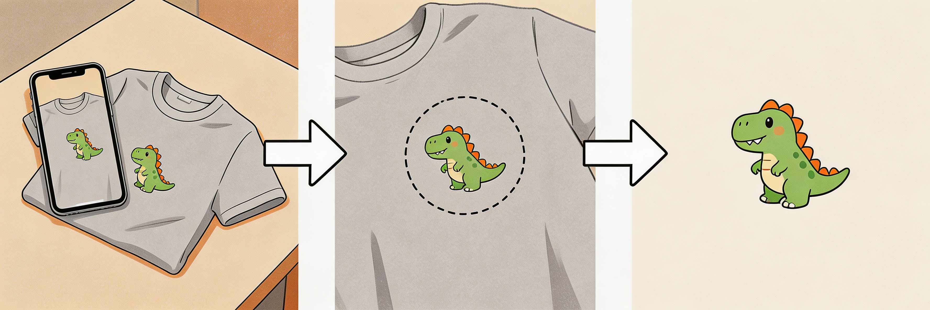 想把衣服印花图案提取出来，在线一键能行吗?